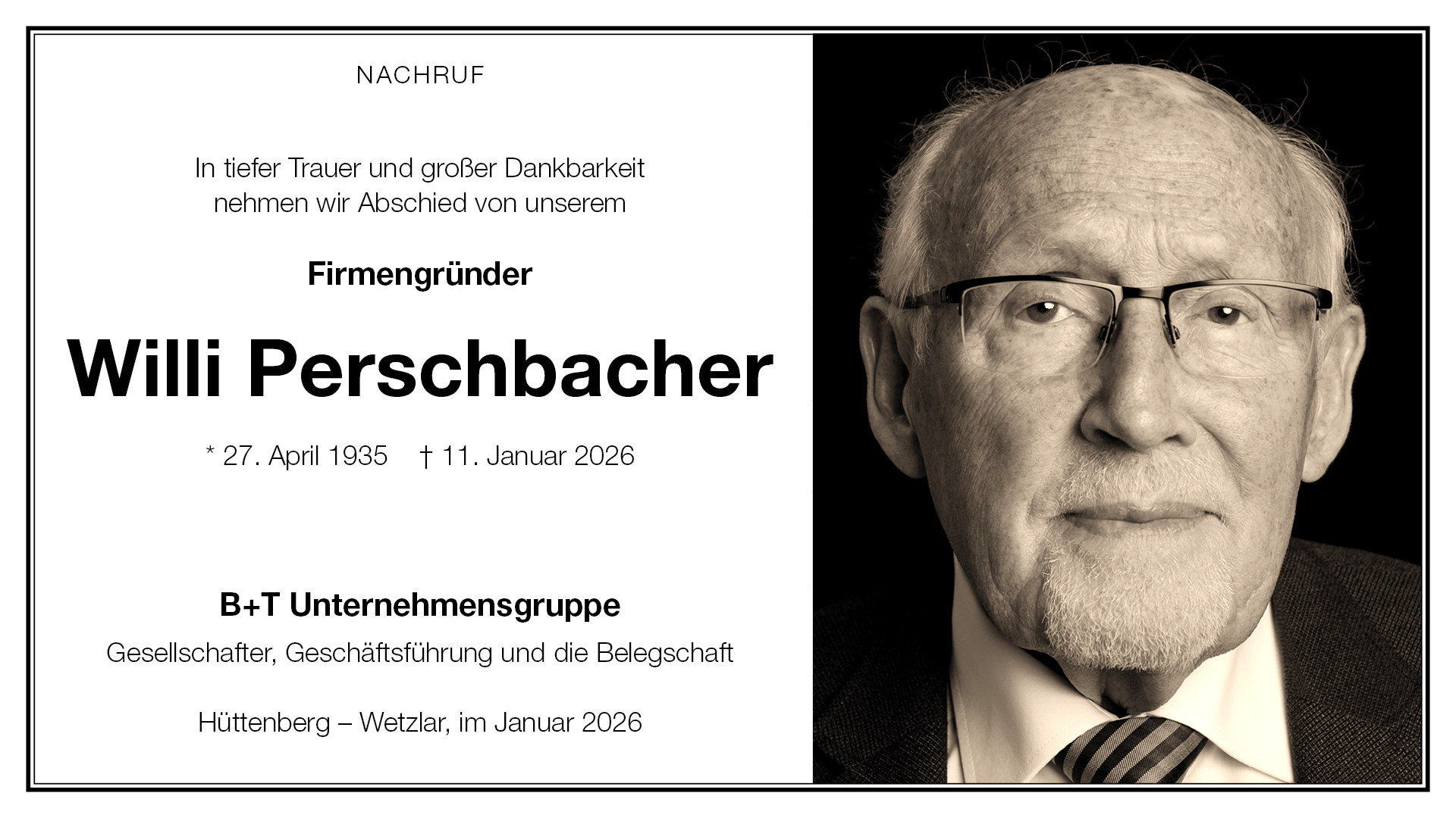 Nachruf für Willi Perschbacher.